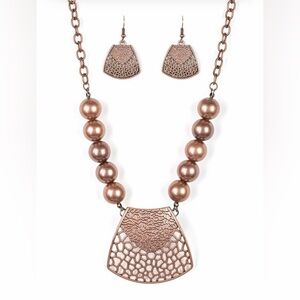 Elegant Copper-Toned Necklace and Earring Set